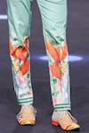 MR. Ajay Kumar Green Cotton Ronny Side Striper Print Trouser at Aza Fashions MR. Ajay Kumar_Green Cotton Ronny Side Striper Print Trouser _at_Aza_Fashions