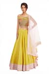 Buy_Neha Khullar_Yellow Net, Chanderi Lehenga Set _at_Aza_Fashions