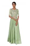 Buy_Neha Khullar_Green Pastel Embroidered Anarkali Dress _at_Aza_Fashions