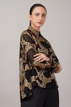 Buy_Abraham And Thakore_Black Viscose, Organza Sequins Collared French Cut Rings Shirt _Online_at_Aza_Fashions