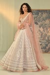 Shop_Cedar & Pine_Pink Organza, Silk, Tulle Embroidery, Sequins, Zari, Beads Saira Lehenga Set _Online_at_Aza_Fashions