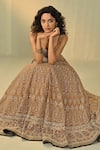 Cedar & Pine_Gold Organza, Georgette, Tulle Embroidery, Sequins, Zuleikha Blouse Lehenga Set _Online_at_Aza_Fashions