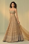 Buy_Cedar & Pine_Gold Organza, Georgette, Tulle Embroidery, Sequins, Zuleikha Blouse Lehenga Set _Online_at_Aza_Fashions
