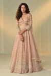 Buy_Cedar & Pine_Pink Organza, Tulle Embroidery, Sequins, Stones, Ghulzar Dori Lehenga Set _at_Aza_Fashions