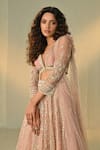 Cedar & Pine_Pink Organza, Tulle Embroidery, Sequins, Stones, Ghulzar Dori Lehenga Set _Online_at_Aza_Fashions