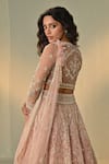 Buy_Cedar & Pine_Pink Organza, Tulle Embroidery, Sequins, Stones, Ghulzar Dori Lehenga Set _Online_at_Aza_Fashions