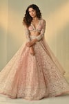 Buy_Cedar & Pine_Pink Organza, Tulle Embroidery, Sequins, Stones, Ghulzar Dori Lehenga Set 