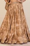Shop_Cedar & Pine_Gold Brocade, Tulle Foil Printing, Beads, Mirage Printed Jacket Lehenga Set _Online_at_Aza_Fashions