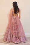 Shop_Cedar & Pine_Pink Organza, Tulle Foil Printing, Embroidery, Sequins Rose Lehenga Set _at_Aza_Fashions