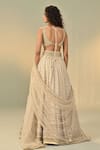 Shop_Cedar & Pine_Ivory Organza, Tulle Embroidery, Sequins, Zari, Beads Sweetheart Lehenga Set _at_Aza_Fashions