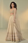 Cedar & Pine_Ivory Organza, Tulle Embroidery, Sequins, Zari, Beads Sweetheart Lehenga Set _Online_at_Aza_Fashions