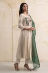 Buy_Neelu And Manvi_Off White Cotton, Silk, Organza Embroidery Square Pastoral Thread Kurta Set _Online_at_Aza_Fashions