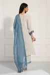 Neelu And Manvi_Blue Chinon, Organza Embroidery V-neck V Kurta Pant Set _Online_at_Aza_Fashions