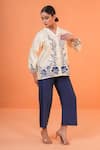 Buy_Origani_Ivory Chanderi Silk Embroidery V-neck, Collared Shirt With Pant 