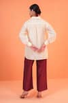 Origani_Ivory Chanderi Silk Embroidery Collared, V-neck Shirt With Pant _Online_at_Aza_Fashions