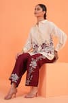 Origani Ivory Chanderi Silk Embroidery Collared Resham Shirt at Aza Fashions Origani_Ivory Chanderi Silk Embroidery Collared Resham Shirt _at_Aza_Fashions