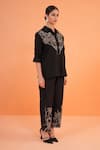 Shop_Origani_Black Chanderi Silk Embroidery, Metallic Thread Resham Shirt With Pant _Online_at_Aza_Fashions