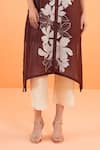 Shop_Origani_Brown Chanderi Silk Applique, Embroidery Round Neck Kurta With Pant _Online_at_Aza_Fashions