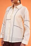 Shop_Origani_Ivory Chanderi Silk Embroidery Collared Geometric Shirt _Online_at_Aza_Fashions