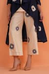 Shop_Origani_Blue Chanderi Silk Embroidery Open , Round Jacket Pant Set _Online_at_Aza_Fashions