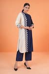 Shop_Origani_Blue Chanderi Silk Applique, Embroidery Mandarin Collar Kurta Set _Online_at_Aza_Fashions