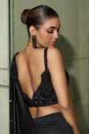 Presto Couture_Black Lycra Sequins, Embroidery, Beads Sweetheart Pre-draped Saree And Blouse Set _Online_at_Aza_Fashions
