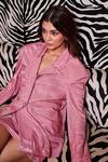 Buy_Sonam Parmar Jhawar_Pink Lycra V-neck Jacqueline Shimmer Jacket And Skirt Set _Online_at_Aza_Fashions