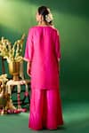 Samyukta Singhania_Fuchsia Silk, Shantoon, Chiffon Embroidery, Gota Patti, Yoke Kurta Sharara Set _Online_at_Aza_Fashions