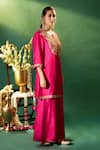 Shop_Samyukta Singhania_Fuchsia Silk, Shantoon, Chiffon Embroidery, Gota Patti, Yoke Kurta Sharara Set _Online_at_Aza_Fashions
