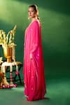 Buy_Samyukta Singhania_Fuchsia Silk, Shantoon, Chiffon Embroidery, Gota Patti, Yoke Kurta Sharara Set 