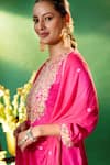 Samyukta Singhania_Fuchsia Silk, Shantoon, Chiffon Embroidery, Gota Patti, Yoke Kurta Sharara Set 