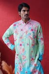 Buy_AUGUST by Swati Akash Jhunjhunwala_Multi Color Dupion, Silk Embroidery Ombre Floral Kurta Set _Online_at_Aza_Fashions