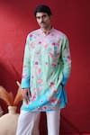 Buy_AUGUST by Swati Akash Jhunjhunwala_Multi Color Dupion, Silk Embroidery Ombre Floral Kurta Set _at_Aza_Fashions