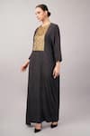 Buy_Abraham And Thakore_Black Viscose, Crepe Sequins Round Neck Embellished And Dot Print Kaftan _Online_at_Aza_Fashions
