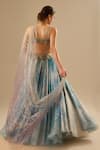 Buy_Cedar & Pine_Blue Organza, Tulle Foil Printing, Glitter, Embroidery, Mukaish Work Lehenga Set 