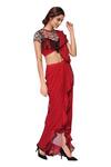 Buy_Mani Bhatia_Red Pre-pleated Saree With Blouse _at_Aza_Fashions