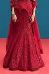 Buy_Mishru_Red Tulle Sequins, Embroidery Bandeau Neck Kate Embellished Corset Lehenga Set 