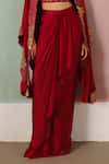 Buy_Mishru_Red Tulle, Satin Embroidery Open , Square Lea Cape Draped Skirt Set _Online_at_Aza_Fashions