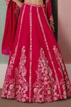 Buy_Mishru_Fuchsia Tulle, Organza, Silk Embroidery, Sequins Valerie Floral Lehenga Set _Online_at_Aza_Fashions