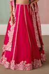 Buy_Mishru_Fuchsia Tulle, Organza, Silk Embroidery V-neck Ruhani Floral Lehenga Set _Online_at_Aza_Fashions