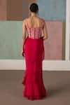 Shop_Mishru_Fuchsia Tulle, Crepe, Organza Nica Corset Blouse With Pre-draped Saree _at_Aza_Fashions