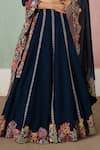 Shop_Mishru_Navy Tulle, Organza Embroidery, Sequins Sweetheart Ruhani Floral Lehenga Set _Online_at_Aza_Fashions