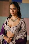 Mishru_Purple Tulle, Organza Embroidery, Sequins, Zari Ruhani Lehenga Blouse Set _Online_at_Aza_Fashions