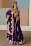 Mishru_Purple Tulle, Organza Embroidery, Sequins, Zari Ruhani Lehenga Blouse Set _at_Aza_Fashions