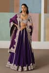 Buy_Mishru_Purple Tulle, Organza Embroidery, Sequins, Zari Ruhani Lehenga Blouse Set _at_Aza_Fashions