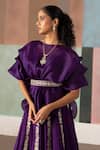 Shop_Mishru_Purple Organza Embroidery Round Neck Saira Ruffled Top And Skirt Set _Online_at_Aza_Fashions