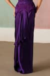 Mishru_Purple Organza, Satin Embroidery, Ciara Textured Corset And Draped Skirt Set _Online_at_Aza_Fashions