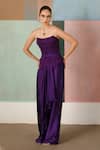 Buy_Mishru_Purple Organza, Satin Embroidery, Ciara Textured Corset And Draped Skirt Set _Online_at_Aza_Fashions