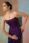 Buy_Mishru_Purple Organza, Satin Embroidery, Ciara Textured Corset And Draped Skirt Set 