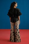 Shop_Mishru_Black Organza Embroidery Round Neck Elin Ruffled Top Pant Set _at_Aza_Fashions